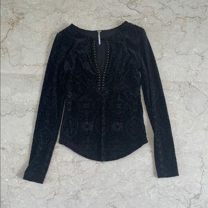 Elegant Black Velvet Women's Top